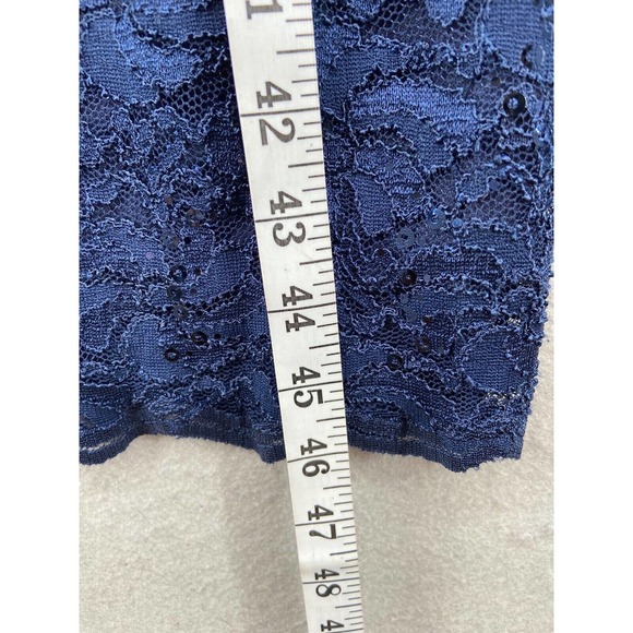 ALEX EVENINGS Dress‎ Women Sz 8 Blue Sequin Cocktail Sleeveless Stretch Lace - Picture 4 of 16